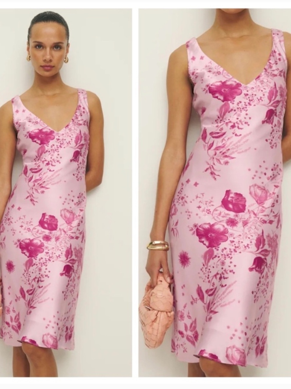 Reformation Pink Floral Lila Silk Dress